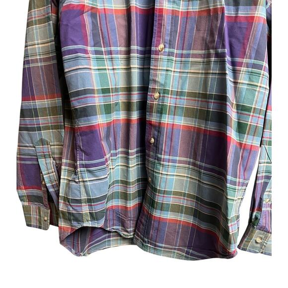 Ralph Lauren Classic Fit Purple Green Plaid Medium Men's Button Up - Picture 7 of 9